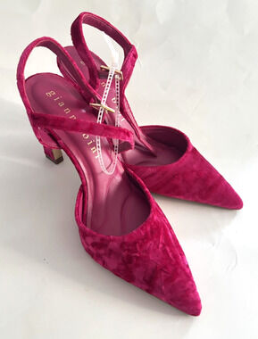 NWT Gianni Bini Geno Velvet Pointed Toe Slingback Heels Hot Pink Size 6.5M